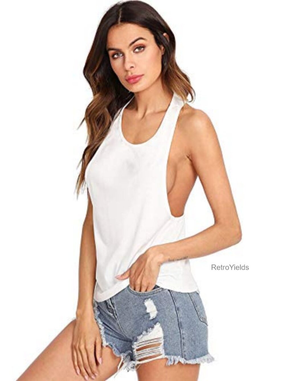 Women's Sleeveless Racerback Scoop Neck Yoga Tank Top